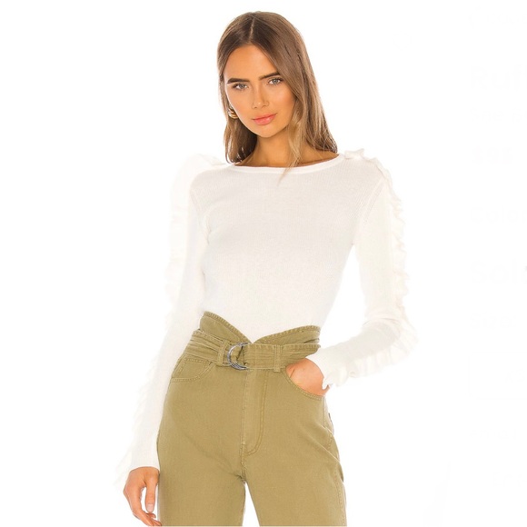 See By Chloe Sweaters - SEE BY CHLOE REVOLVE WHITE RUFFLE LONG SLEEVE KNIT SWEATER